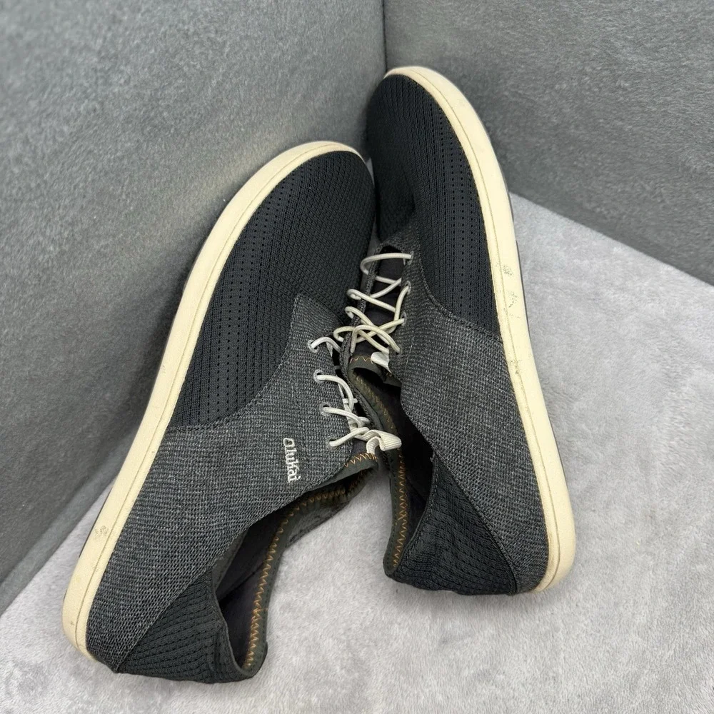 OluKai Nohea Moku Men's Size 9 Black Gray No Tie Boat Water Shoes 10283